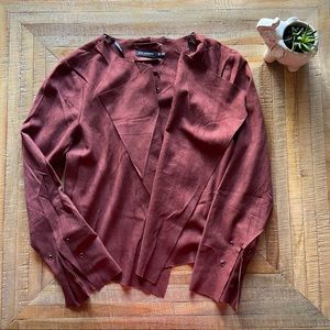 Faux Suede Jacket/Blazer with Fringe Detail!